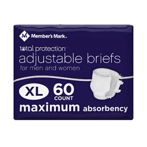 Member's Mark Total Protection Unisex Briefs:X-Large (60 ct.)